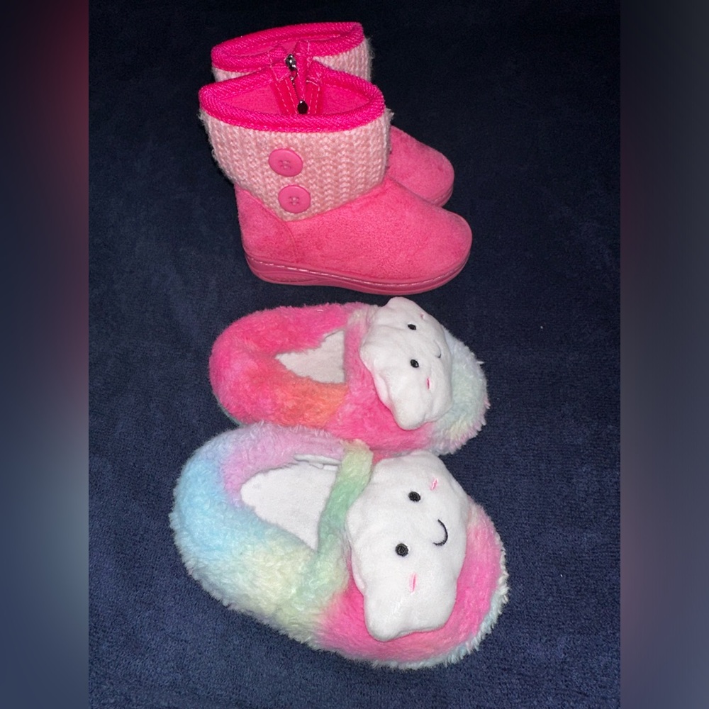 Girls winter boots and fuchsia slippers size 6c